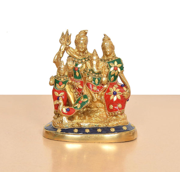 Brass Shiv Parivar Idol (Height 6 Inch) Study Setting
