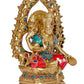 Brass Goddess Lakshmi with Aureole of Purnaghatas, Height: 10.7 inch