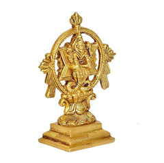 Brass Sudarshana Murthy-Narasimha Swamy idol, angled right, 5 inch