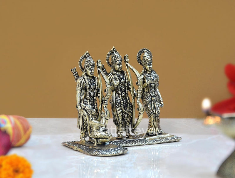 Bronze Ram Darbar with Sita Lakshman Hanuman Bronze Finish Statue, for Home Decor Pooja Mandir (Height 3 inch)