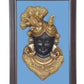 Brass Shreenathji Face Mask with Fram Idol Wall Hanging Good Luck for Temple Home Door Mandir and Office (Height 15 Inch)