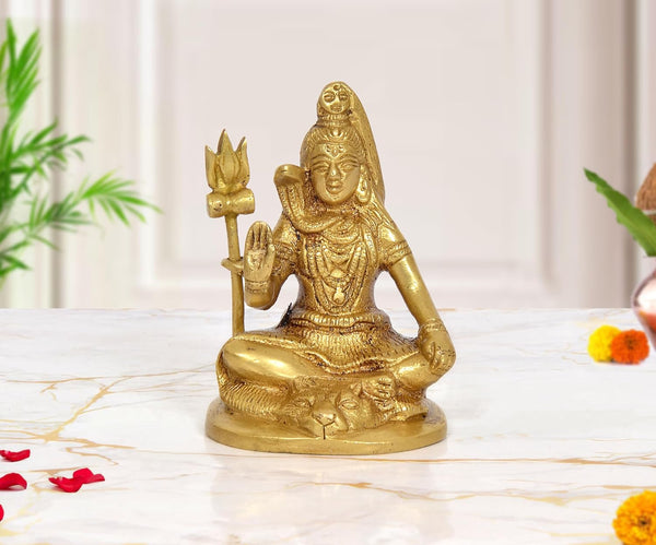 Brass Lord Shiva in Blessing Posture Sculpture (Height 4 Inch)