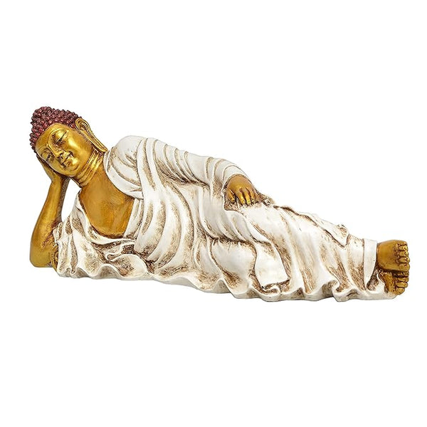 Polyresin Reclining Buddha Idol (Width: 12 Inches) Study Setting