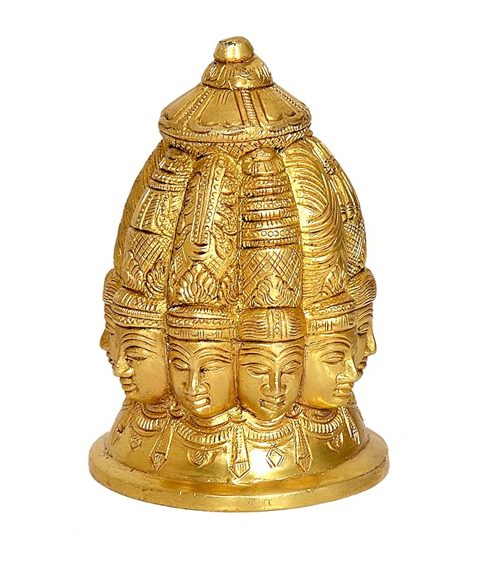 Dattatreya Brass Lord Shiva 9 Faces Stupa Brass Idol Home Decor Figurines (Height 4.5 inches)