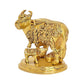 Brass Cow with Calf Pooja Mandir Home Decor Golden (Height 4 Inch)