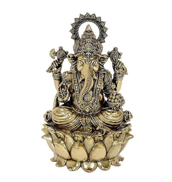 Superfine Brass Lakshmi Ganesh Saraswati with Box Diwali Puja (Height: 6 inches)