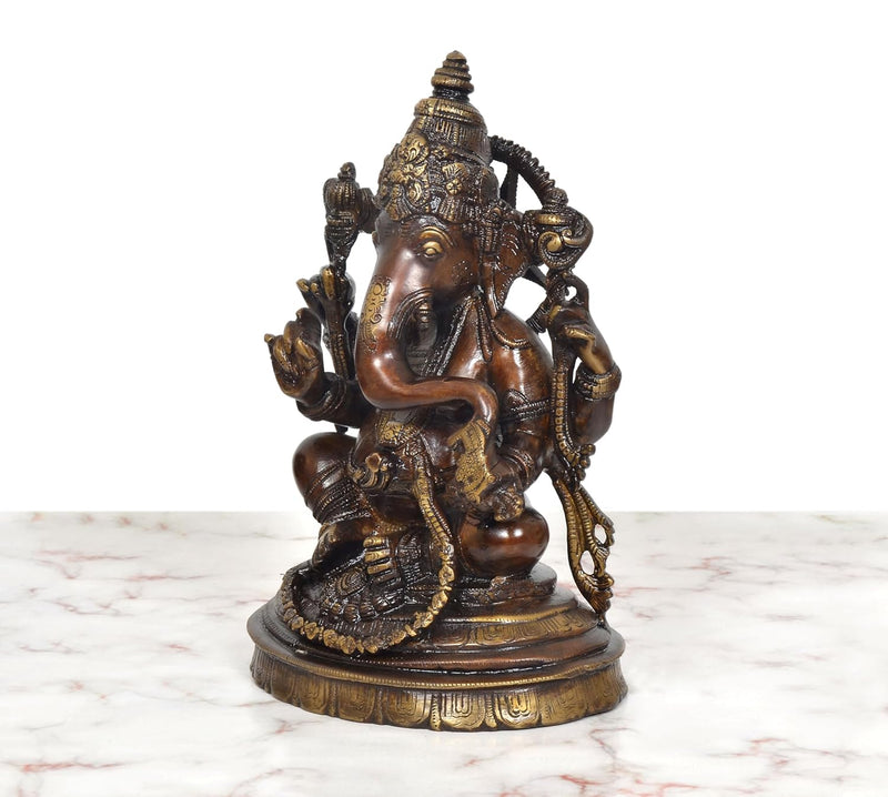 Brass Lord Ganpati Bappa Murti (Height: 11 Inch)
