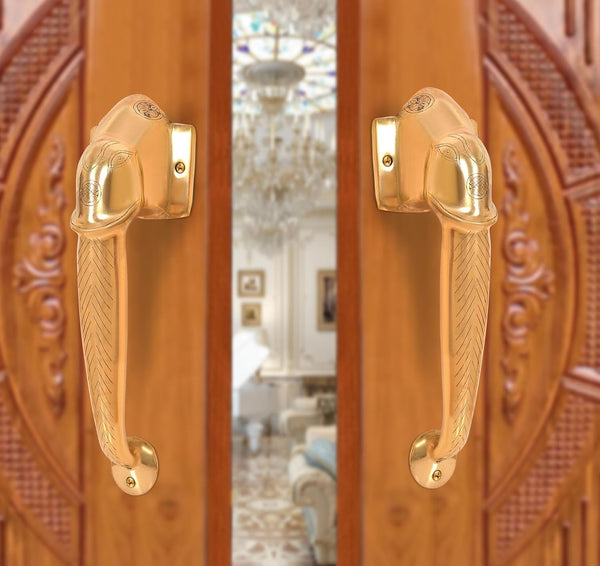 Brass Ganesha Face Door Handle Pair (Pack of 2) (Height : 13 inch)
