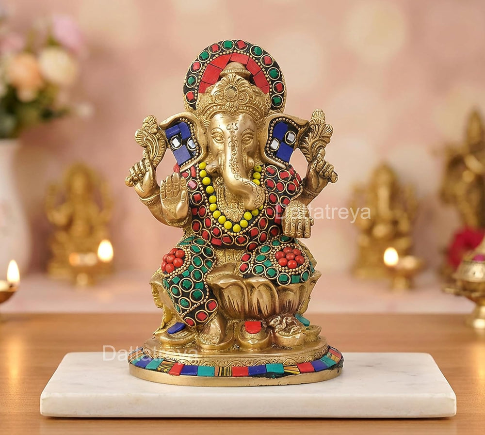 Brass Lord Ganesha Religious Murti (Height: 7.5 Inch)