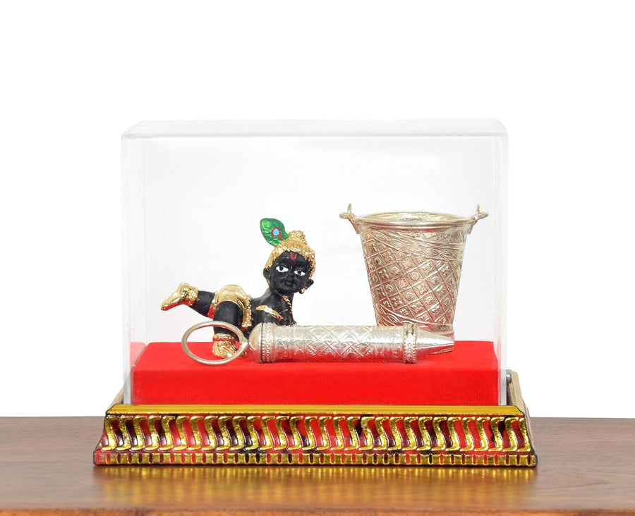 Laddu Gopal Krishna Decorated Box with Balti Pichkari (Width 5 Inch) Craft Detail