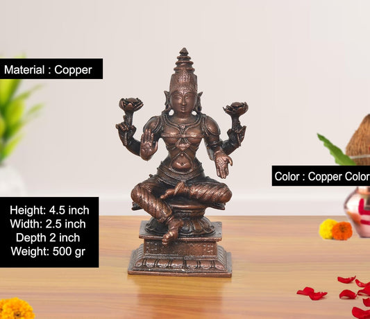 Copper Lakshmi Idol (Height: 4.5 Inches)