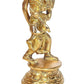 Hanuman with Sanjeevani Hand Pack of 1 Statue Statement Pieces Decor in Brass Height 4.5 Inches