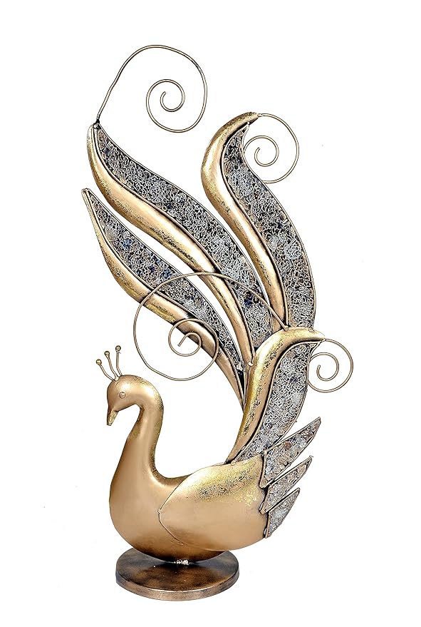 Iron Beautiful Decorative Peacock Showpiece for Table Top (Height: 22 Inches) Craft Detail