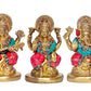 Goddess Lakshmi Ganesha Saraswati Brass Idol Lakshmi Ganesh Murti, Height 5 Width 3.5 Inches