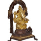 Brass Lord Ganesha Idol Sitting Ganesh Statue Decorative Sculpture for Home Decor Office Mandir Pooja Temple (Height 8 Inch)