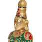 Brass Goddess Parvati Bust Statue for Home Decor Pooja Mandir (Height 10 Inch) (Green Red)