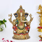 Brass Ganesh Statue - Handcrafted Lord Ganesha Idol for Home Decor and Pooja - Hindu God Ganapati Figurine (Height 14.5 Inch)