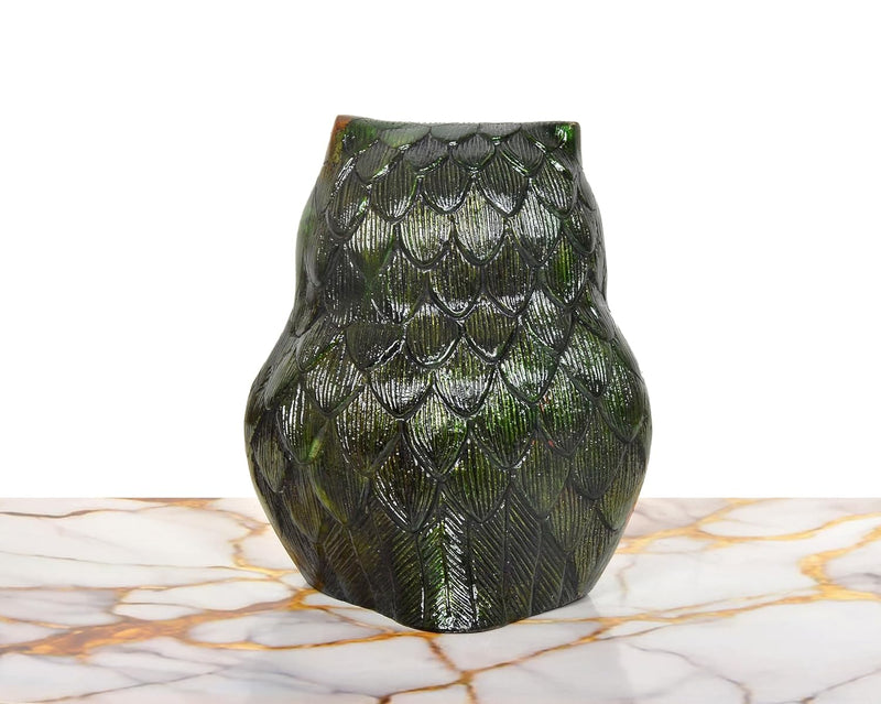 Brass Owl Bird Table Top Decor Decorative Showpiece (Height: 7 Inch)