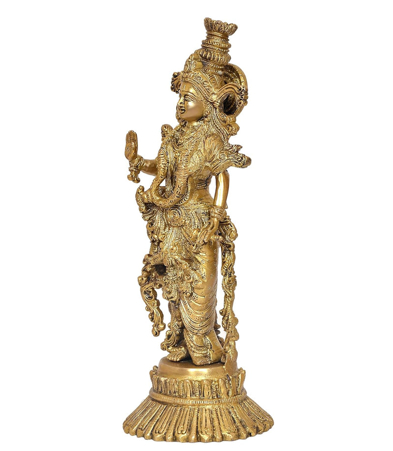 Brass Radha Murti Idol Statue for Home Decor Pooja Mandir Temple Sculpture (Height 15 inch)