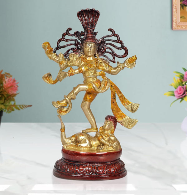 Brass Natraj Lord Shiva Dancing Natraj Brass Idol Statues for Home Decor and Ofice Multicolor (Height: 15 inch) Gold (Gold)