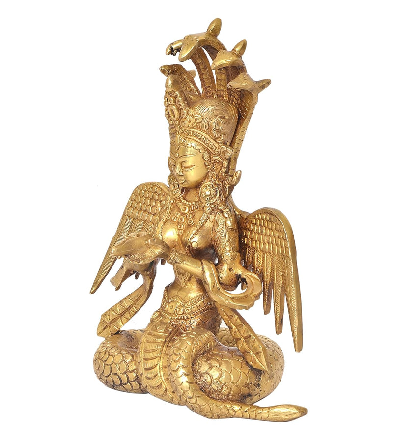 Brass Naga Kanya Statue Brass Idol Statues for Home Decor and Ofice (Height: 8 inch)