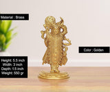 AONA Shreenathji brass statue, golden color, detailed standing figure on round base