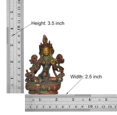 Brass Tara Devi statue size: 3.5 in height, 2.5 in width