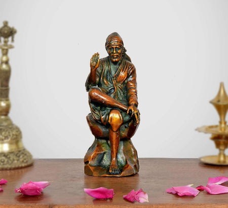 Superfine Brass Brass Shirdi Sai Baba Statue (Height: 4 Inch)