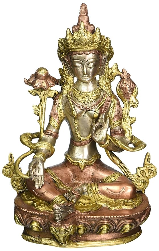 Goddess Green Tara - Brass Statue Height : 8.5 inches