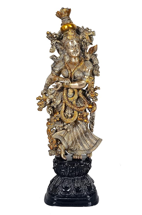 Radha Radhika Idol Statue Figurine Showpiece Decorative Showpiece Home Office Temple in Brass Height : 29 Inch