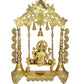 Brass Ganesha Swing Statue Idol with Bells for Home Decor | Height : 27 Inches | Weight : 17 KG (Golden)