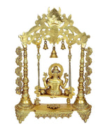 Goldene Messing-Ganesha-Schaukel mit großer Rückdecke und Glocken