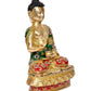 Brass Buddha Statue - Handcrafted Spiritual Decor for Home and Office - Meditating Buddha Idol (Height 12 Inch) (Green)