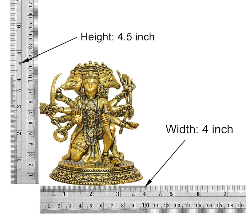 Bronze Panchmukhi Hanuman Statue Golden (Height 4.5 Inch)