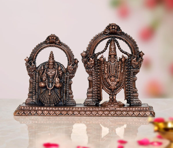 Copper Tirupati Balaji Lakshmi Venkateshwara Statue for Home, Mandir Pooja Decor Idol Color-Copper (Height: 3 Inch)