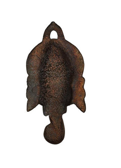 Dark metal Ganesha face wall hanging, plain back view with hanging loop