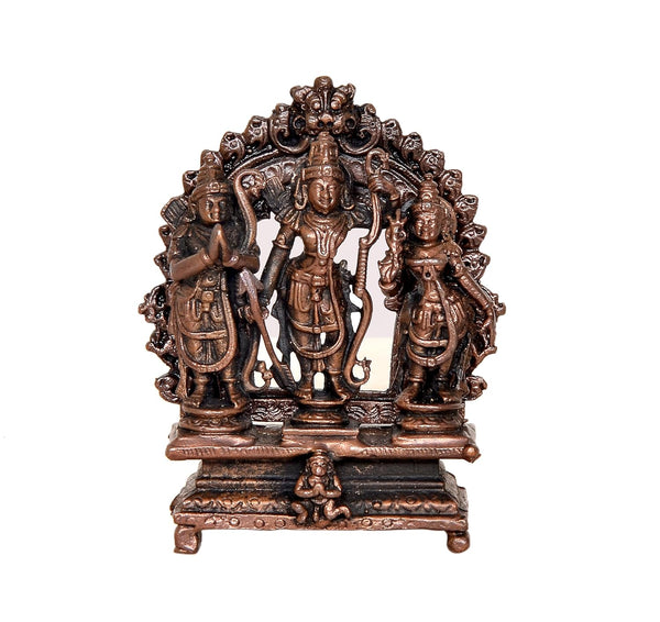 Copper Ram Darbar with Sita Lakshman Hanuman Statue Idol Murti for Pooja Home Decor Showpiece (Height : 3 inch)