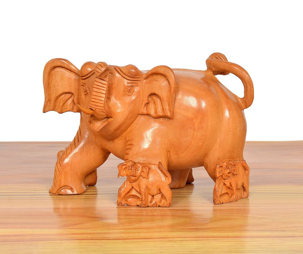 Wooden Elephant Show Piece (Height 4 Inch) (Wooden 2) Study Setting