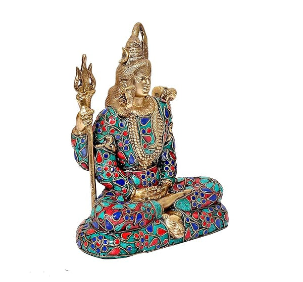 Brass Shiva Statue Idol Medidating for Home Decor Temple | Height : 9 inches Study Setting