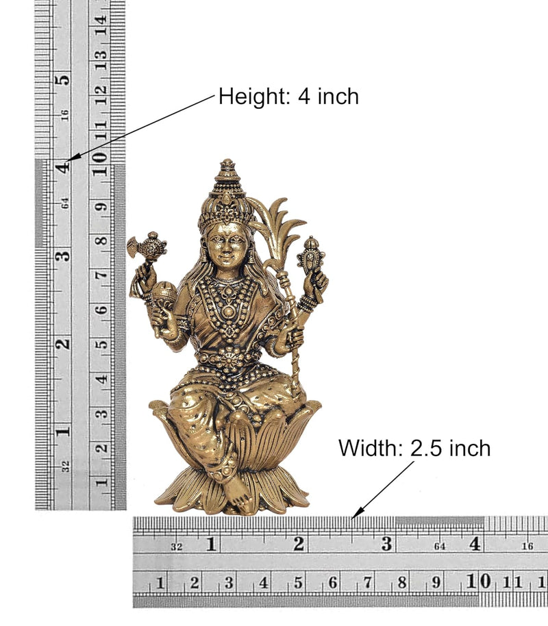 Bronze Goddess Rajarajeshvari Idols Sitting on Lutos,Tripura Sundari Murti, Lalita Devi, Rajarajeshwari Sculpture, Raj Rajeshvari Statue,(Height : 4 inch)