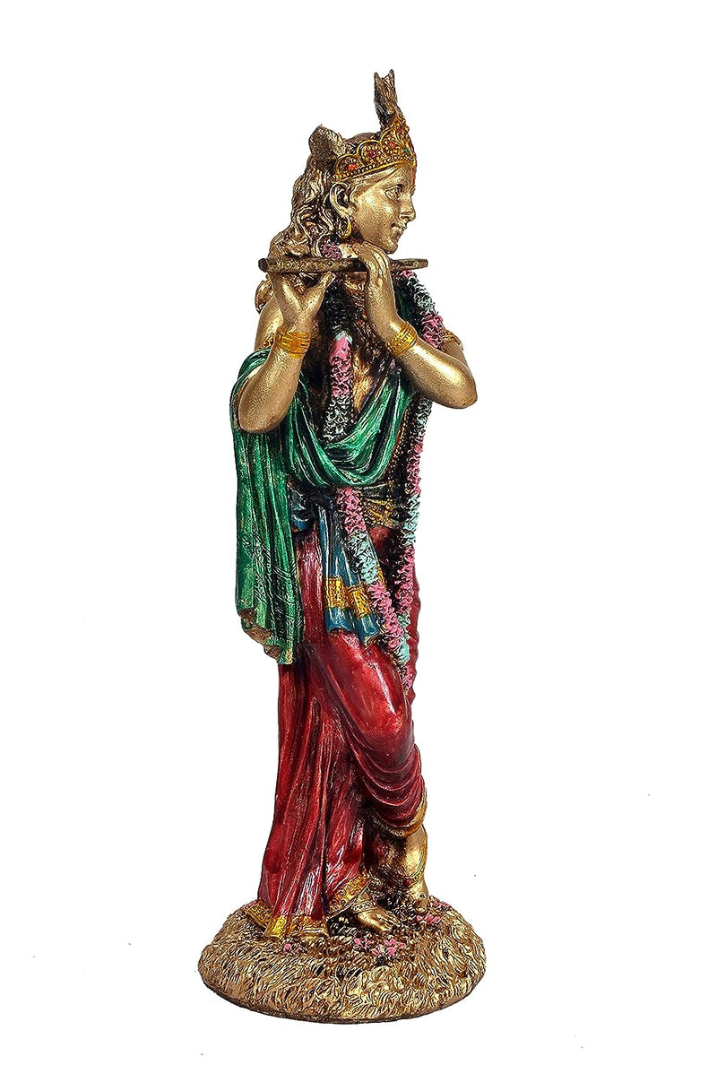 Krishna Playing Flute in Resin for Home Office | Height 10 Inch