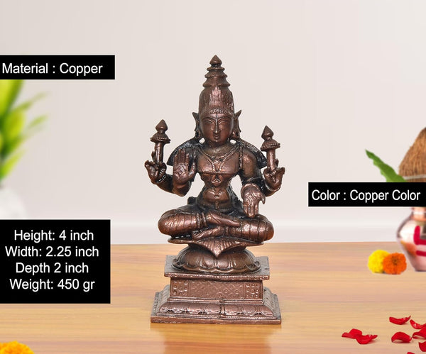 Copper Lakshmi Maa Murti (Height: 4 Inches) Entryway Setting