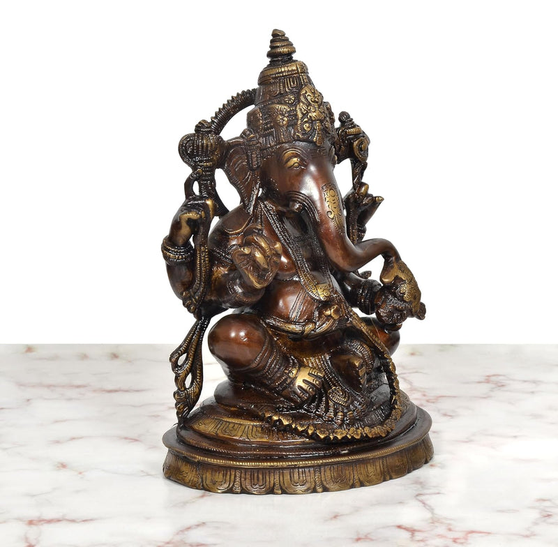 Brass Lord Ganpati Bappa Murti (Height: 11 Inch)