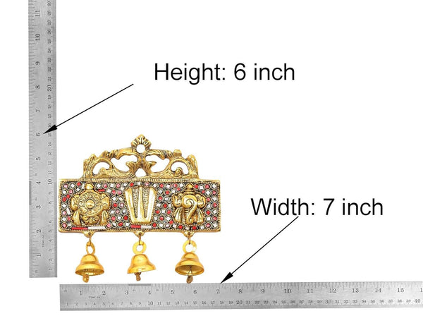 Metal Hanging Balaji Sanku Chakra Namam Latkan Statue (Height: 6 Inch) Study Setting