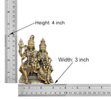 Size chart for brass Shiva family idol: height 4 in, width 3 in