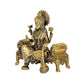 Brass Lakshmi Idol Laxmi Goddess Lakshmi Sitting Statue in Blessing Position for The Puja Temple at Home in Brass (Height: 4 Inch)