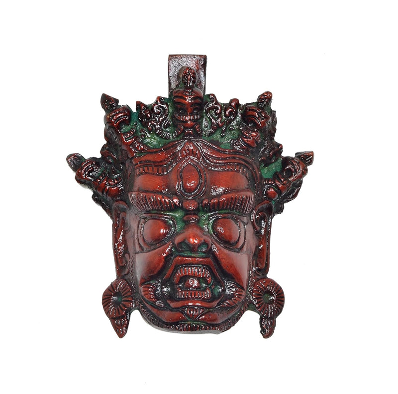 Brass Nazar Battu Mahakala Wall Hanging Mask (Height : 5 inch) (Multicolor 1)