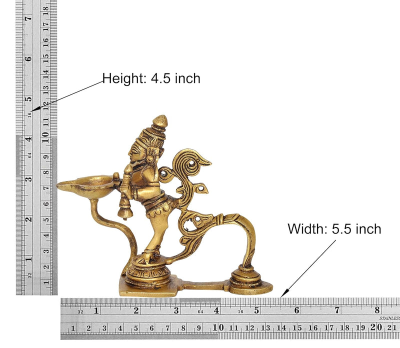 Brass Garun Diya Oil Wick Lamp Garuda Pooja Aarti Diya for Aarti Puja Oil Lamp Decorative Puja Home Temple lamp Gifts (Height: 4.5 inch)