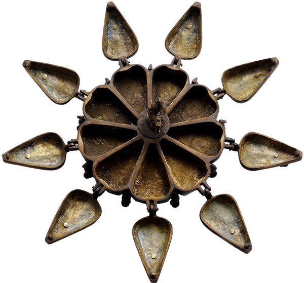 Brass Peacock Ritual Box with Lids statue (Height :5 Inches) Study Setting