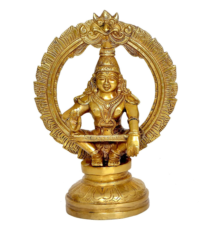 Brass Ayyappan Swamy Statue | Traditional Hindu Deity Sculpture Representing Dharma for Home Decor & Puja Altar (Height: 5.5 Inches) Craft Detail